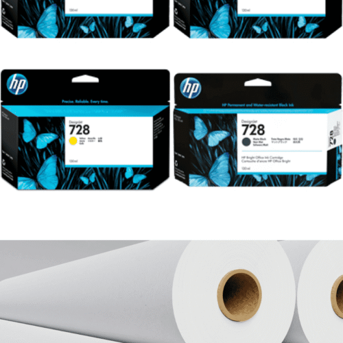HP Designjet T830 A1 Series Mega Ink and Paper Bundle MBK,C,M,Y