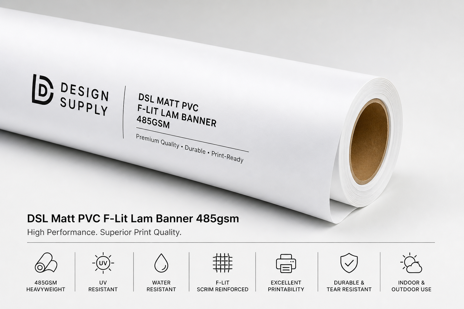 DSL Matt Pvc F-Lit Lam Banner 485gsm 1066mm x 18m