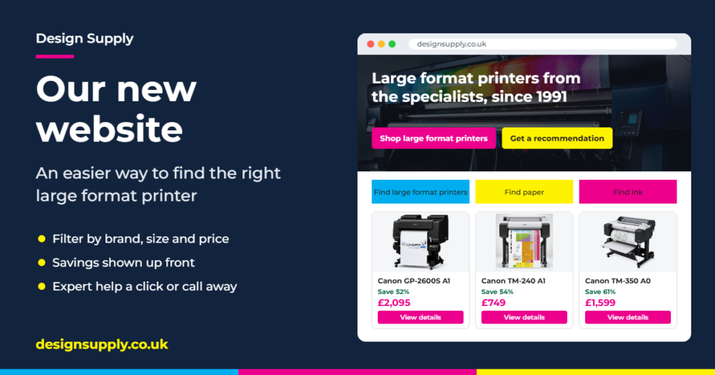 The new Design Supply website: an easier way to find the right large format printer